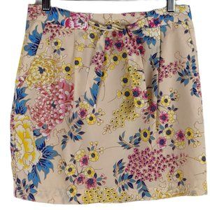 Forever 21 Pink Japanese Floral Print Tie-Waist Mini Skirt Size Small